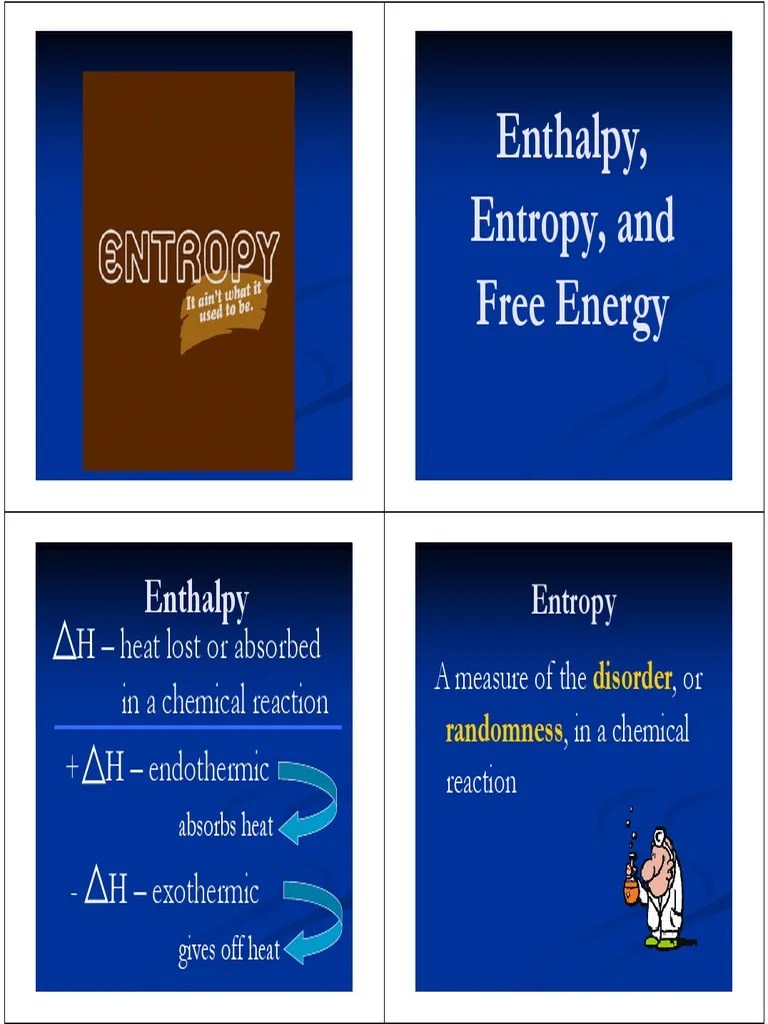 HCHEM Notes Enthalpy Entropy and Free Energy PDF Enthalpy Chemical Reactions