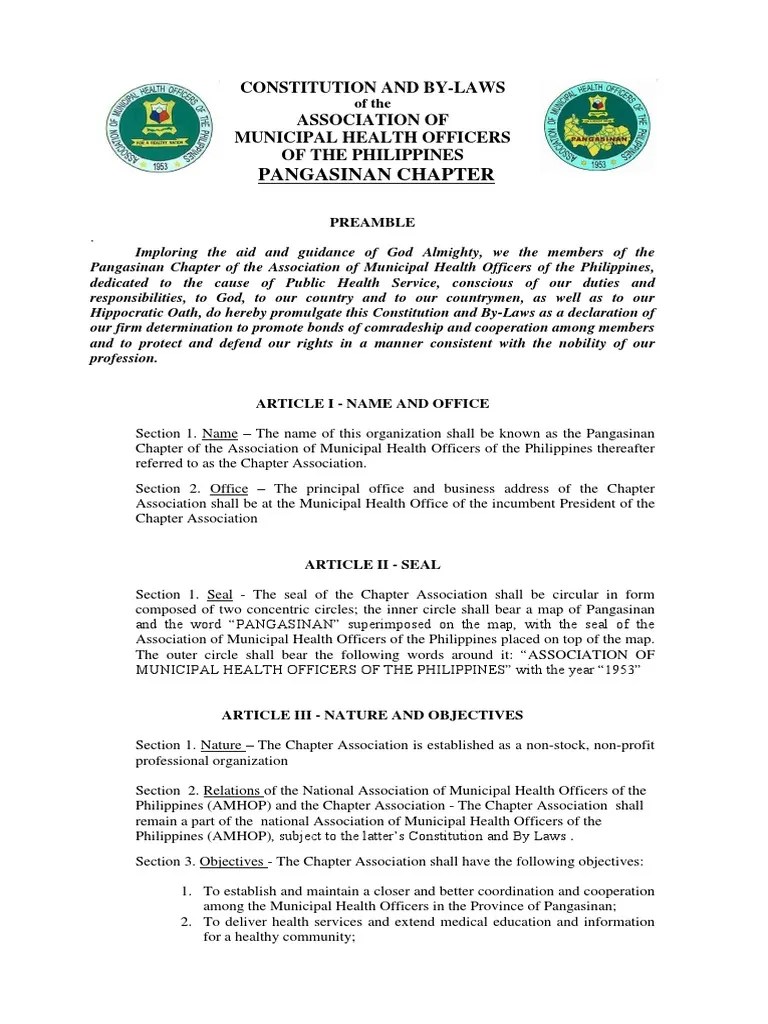 Sample Constitution and Bylaws Constitutional Amendment Quorum