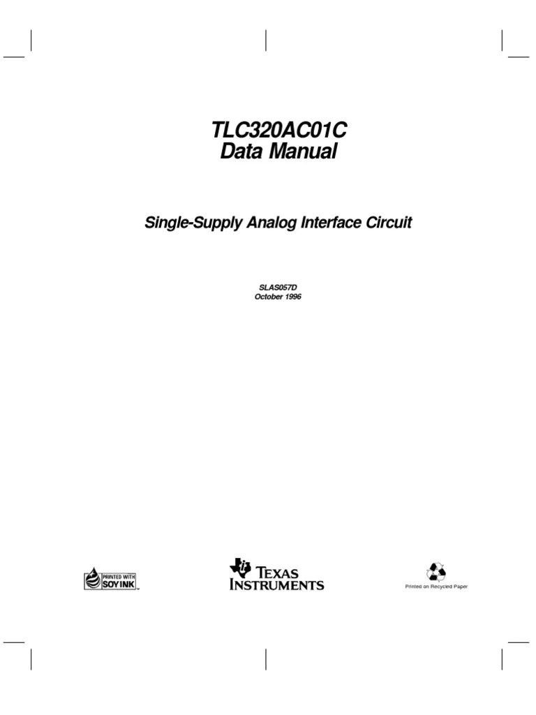 TLC320AC01C Data Manual: Single-Supply Analog Interface Circuit | PDF