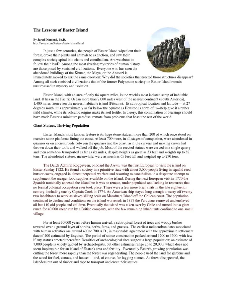 Article The Lessons of Easter Island PDF Nature