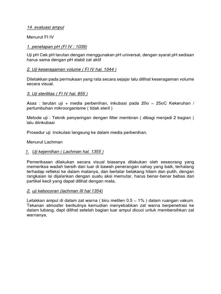 Evaluasi Sediaan | PDF