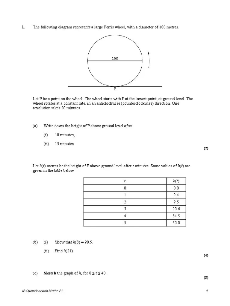 IB SL Trig Questions PDF Sine Trigonometric Functions