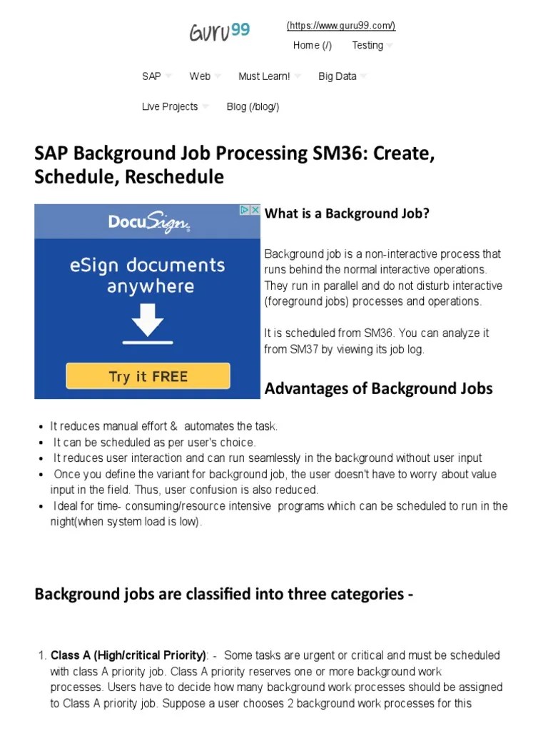 SAP Background Job Processing SM36 Create, Schedule, Reschedule PDF