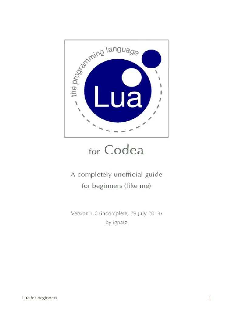 Lua For Beginners PDF Astrological Sign Areas Of Computer Science