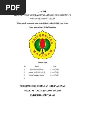 Peranan Ecowas Dalam Upaya Penyelesaian Konflik Mali Utara | PDF