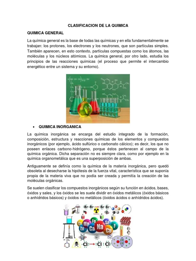 Clasificacion de La Quimica QuÃ­mica QuÃ­mica FÃ­sica