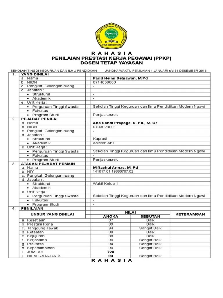 Penilaian Prestasi Kerja Pegawai Ok | PDF