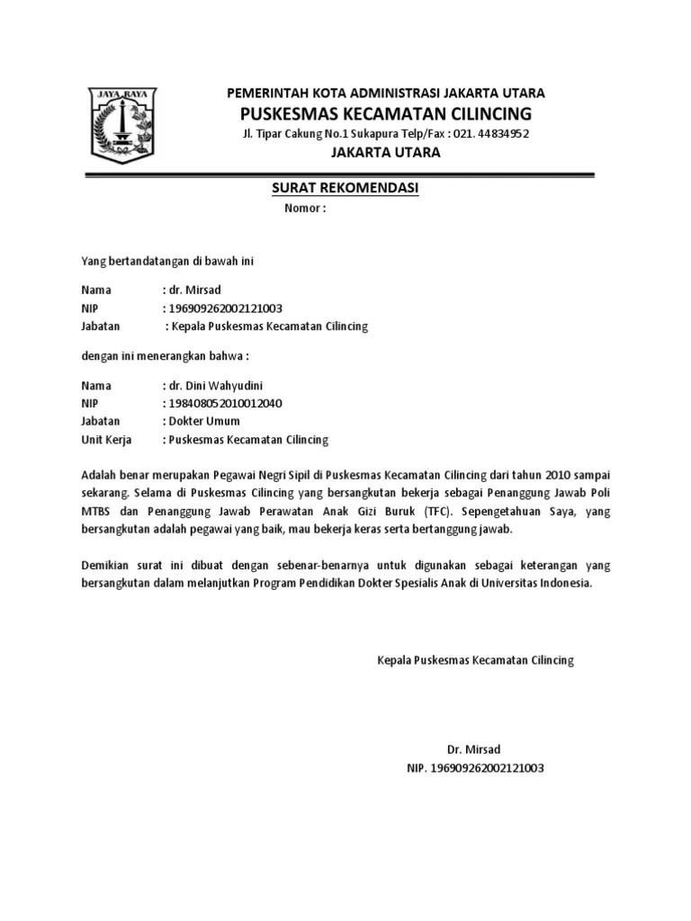 Fotokopi str 2 (dua) lembar. Surat Rekomendasi