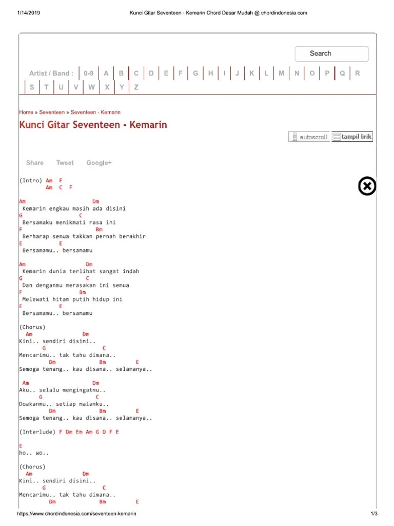 7+ Chord Gitar Kemarin Am - Gudang Chord Lagu