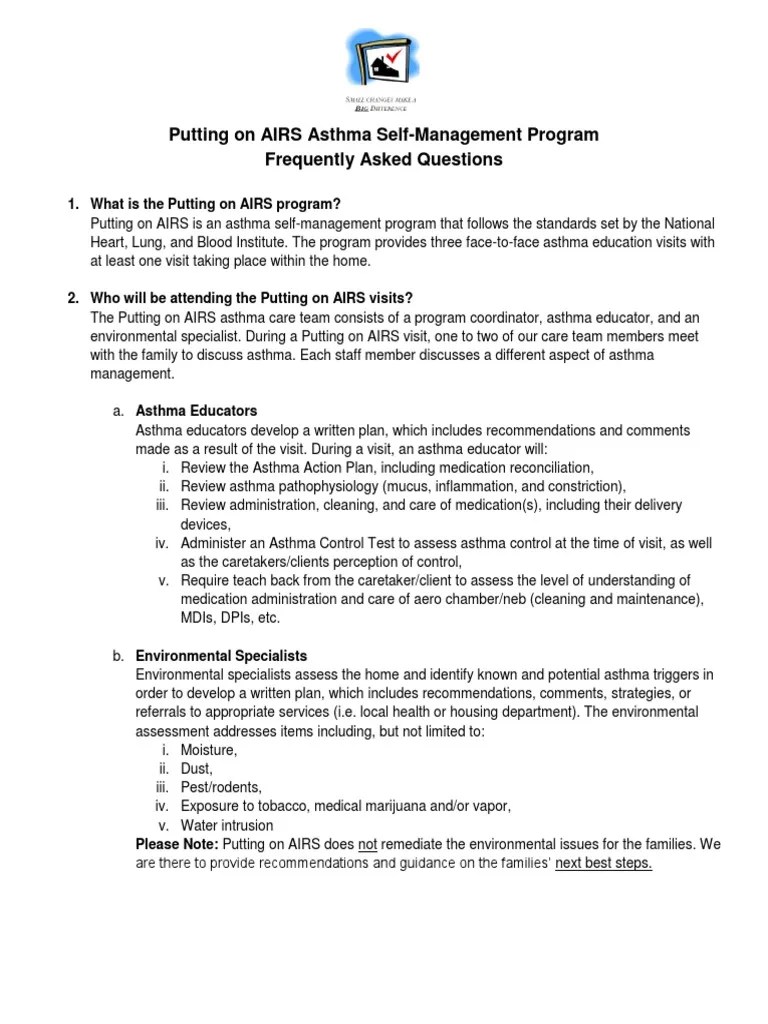 Putting On Airs Asthma Self PDF Asthma Health Care