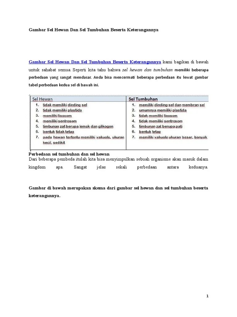 Jelaskan Perbedaan Sel Hewan Dan Sel Tumbuhan Dalam Bentuk Tabel Brainly