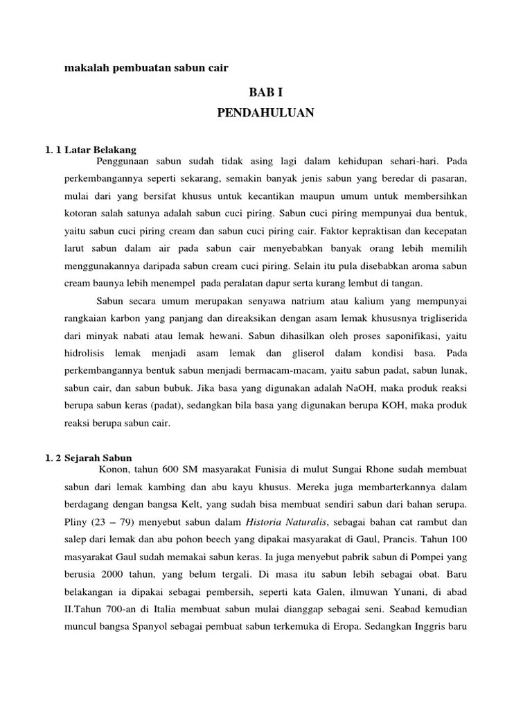 Makalah Pembuatan Sabun Cair