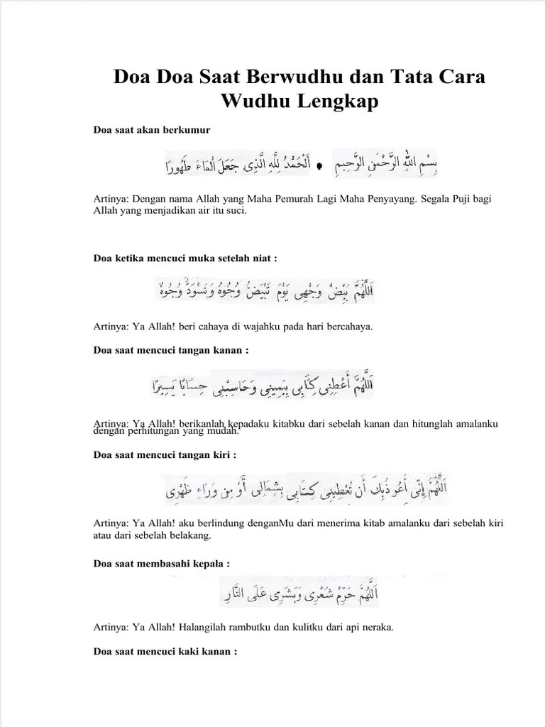 Dokumen - Tips - Doa Doa Saat Berwudhu Dan Tata Cara Wudhu Lengkap PDF | PDF
