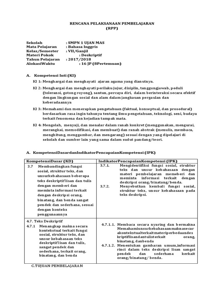 Fungsi Sosial Struktur Teks Dan Unsur Kebahasaan Teks Deskripsi