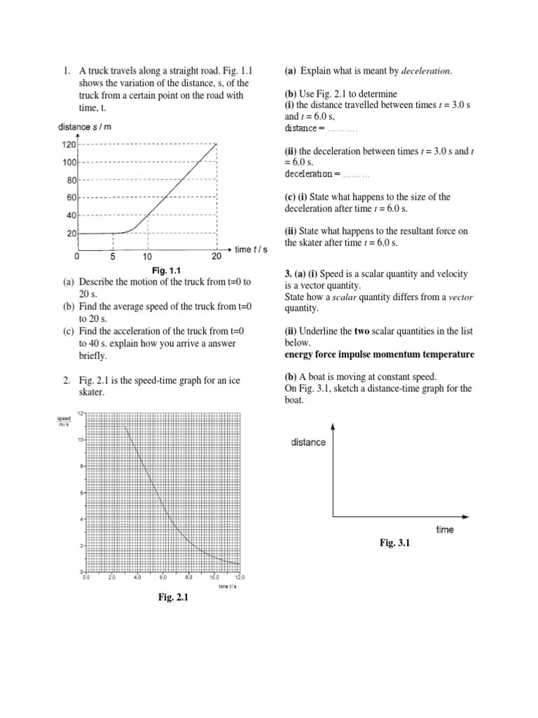 Kinematics Worksheet Questions PDF