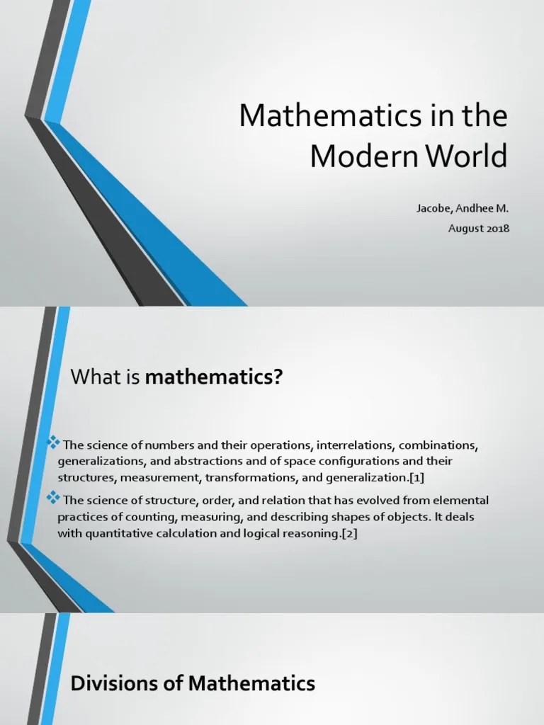 Mathematics in The Modern World PDF Mathematical Analysis Geometry