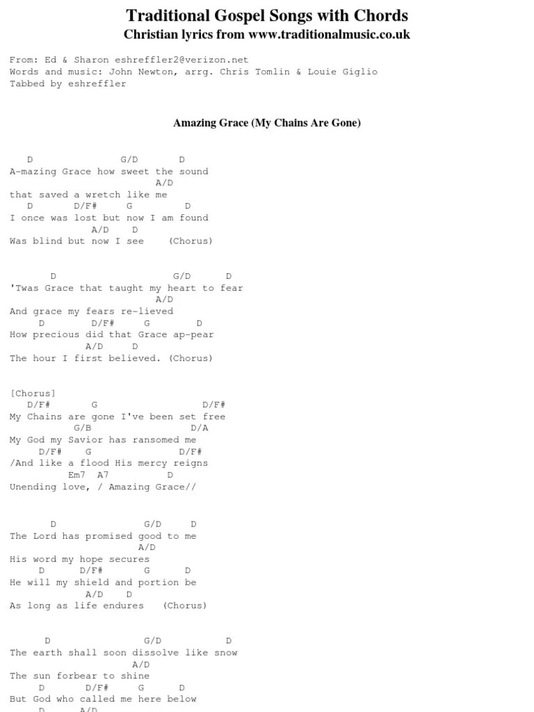 Amazing Grace My Chains Are Gonechords