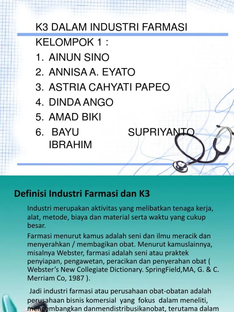 Ppt k3 Dlm Industri Farmasi
