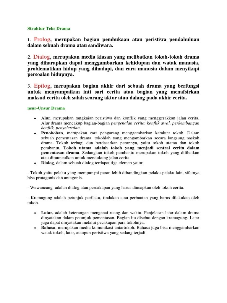 Prolog Dialog Epilog Merupakan Drama Format Soal