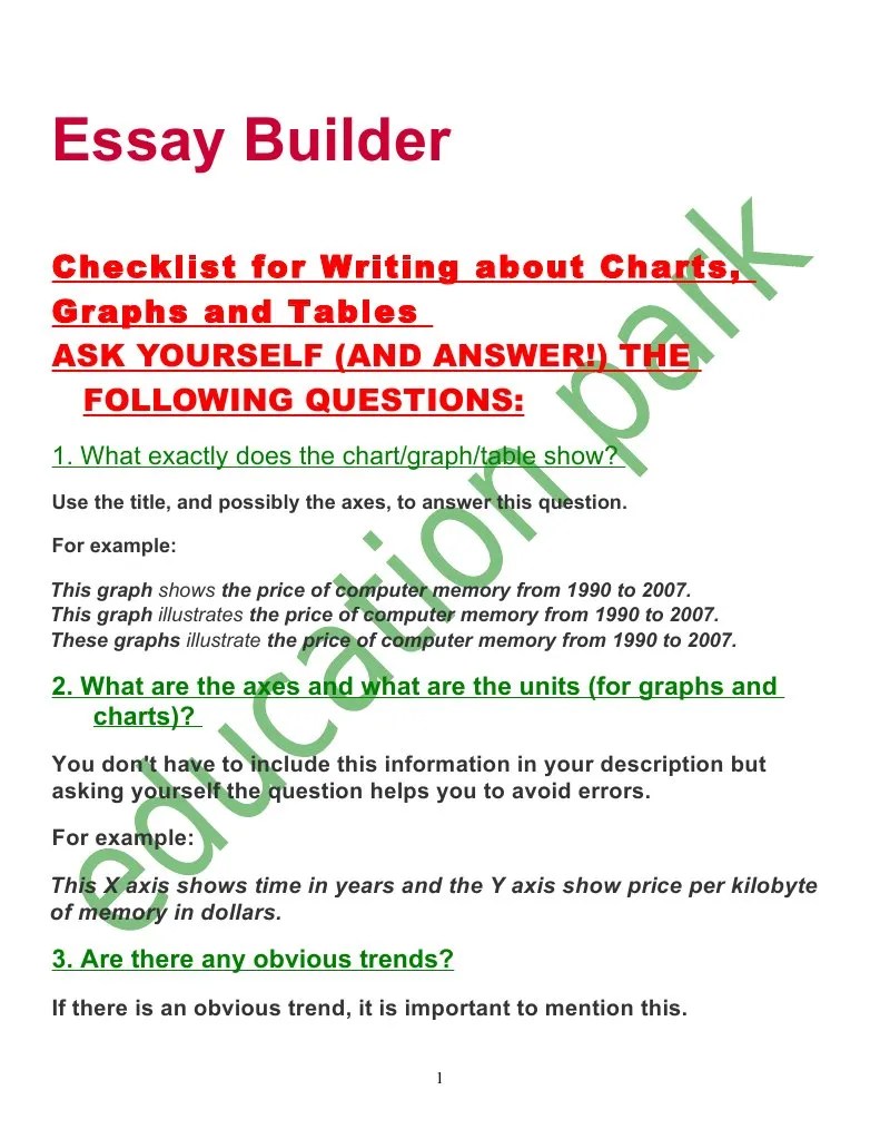 How to Analyze Charts, Graphs and Tables for Essays PDF Chart Memory