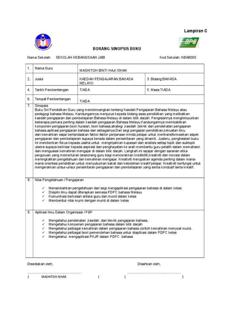 Borang Sinopsis Buku Splkpm Doc Jurnal Cikgu Ana Farhana Auto Generate Borang Sinopsis Buku Menggunakan Autocrat 6 Tempat Pembentangan 7 Sinopsis Roisrois