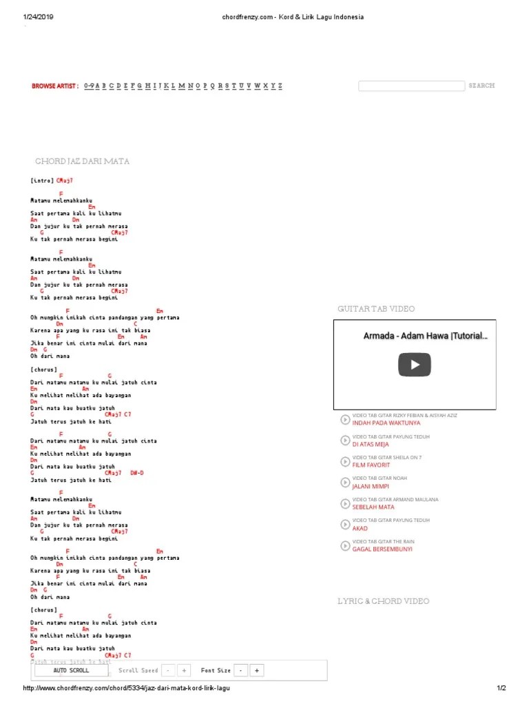 Chord Gitar D&rsquo;masiv Sebelah Mata