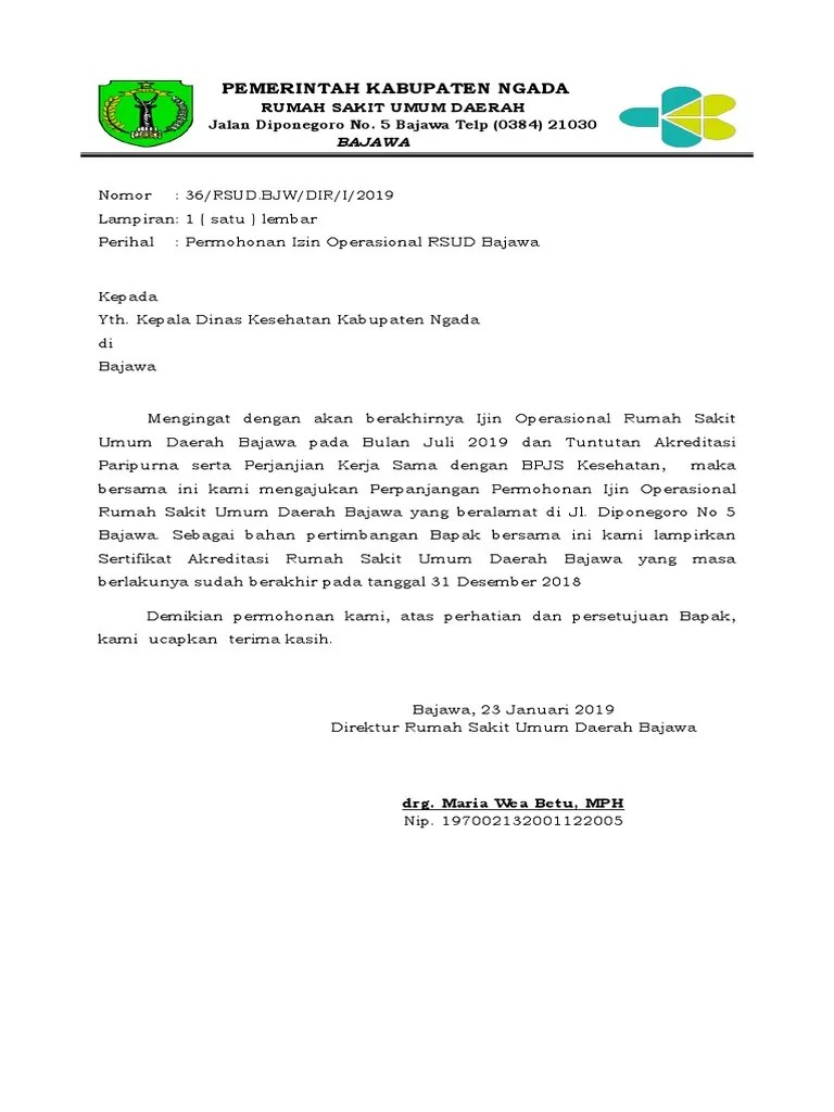 Ketersediaan pihak rumah sakit untuk menjalin kerjasama dengan kami dalam . Contoh Surat Permohonan Perpanjangan Izin Operasional Rumah Sakit Kumpulan Contoh Surat Dan Soal Terlengkap