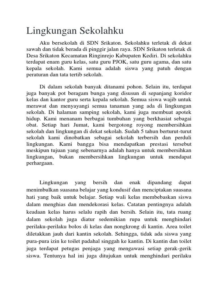 Contoh Karangan Deskripsi Tentang Lingkungan Sekolah