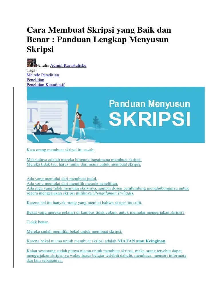 Membuat Judul Skripsi Yang Baik Dan Benar Kumpulan