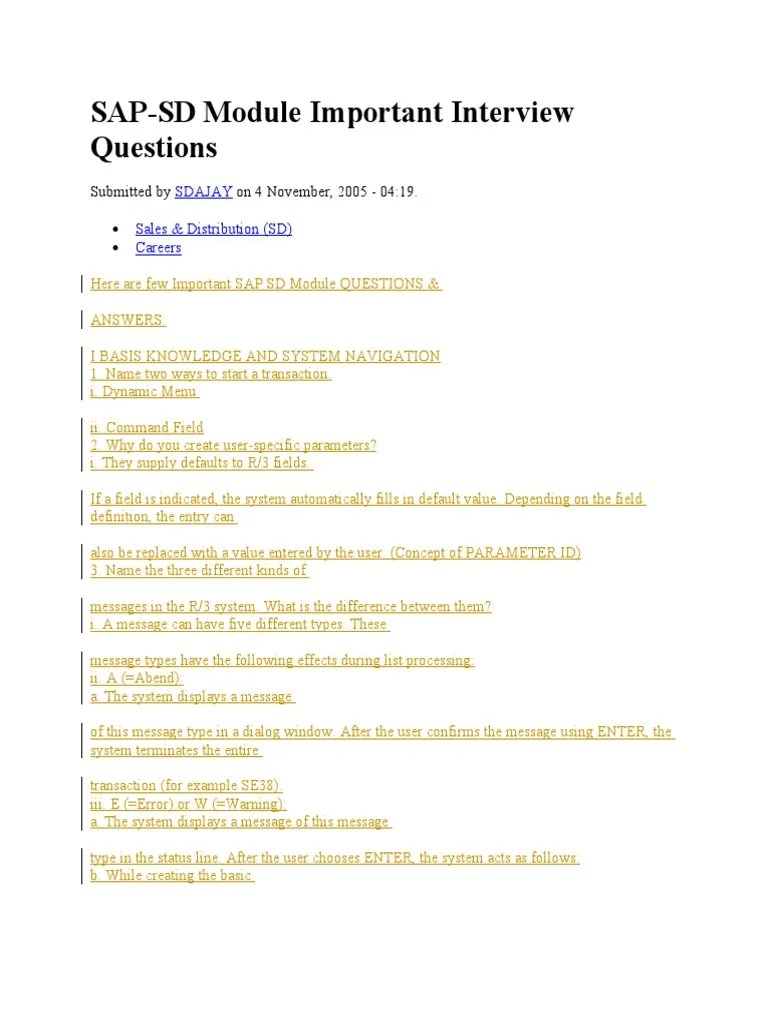 Sap SD Interview Questions