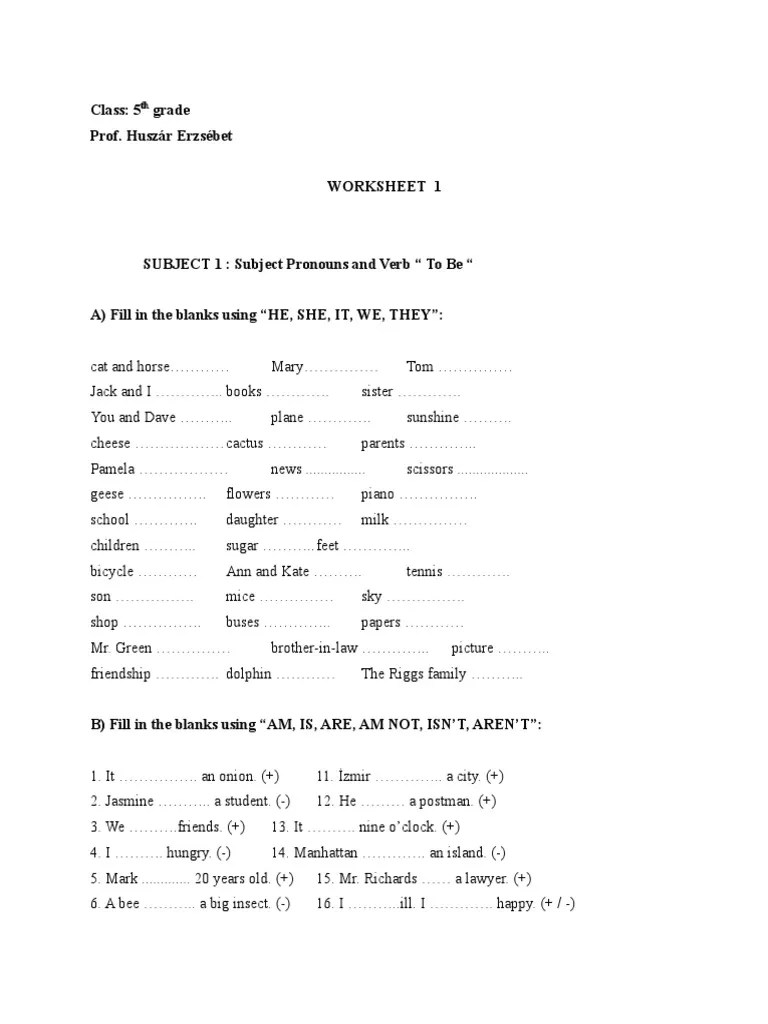 Worksheet 5th Grade PDF