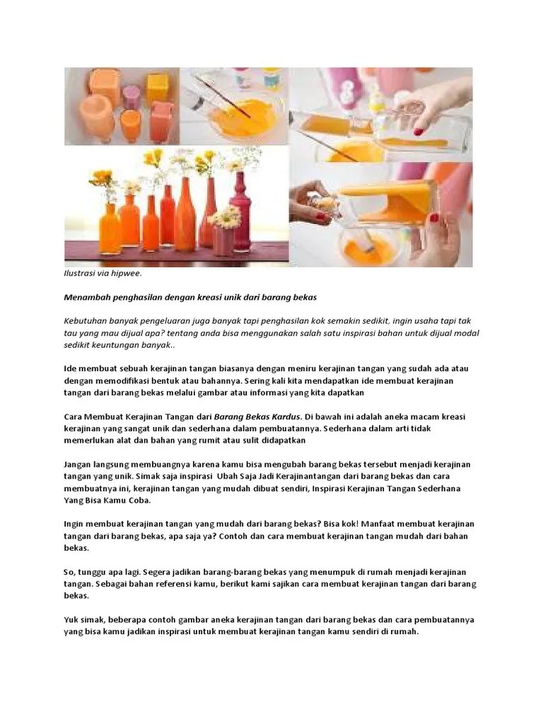 22 Kerajinan Tangan Unik Dan Cara Membuatnya Yang Mudah Serta Bernilai Jual  Tinggi | PDF