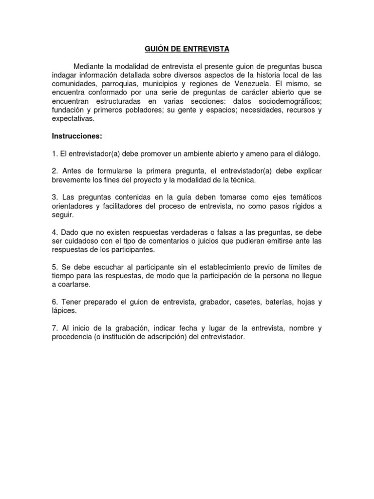 Guión de Entrevista