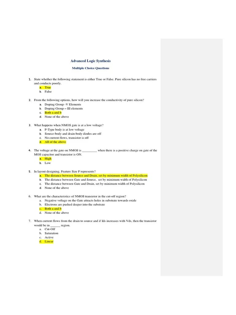 Als MCQ PDF Mosfet Field Effect Transistor