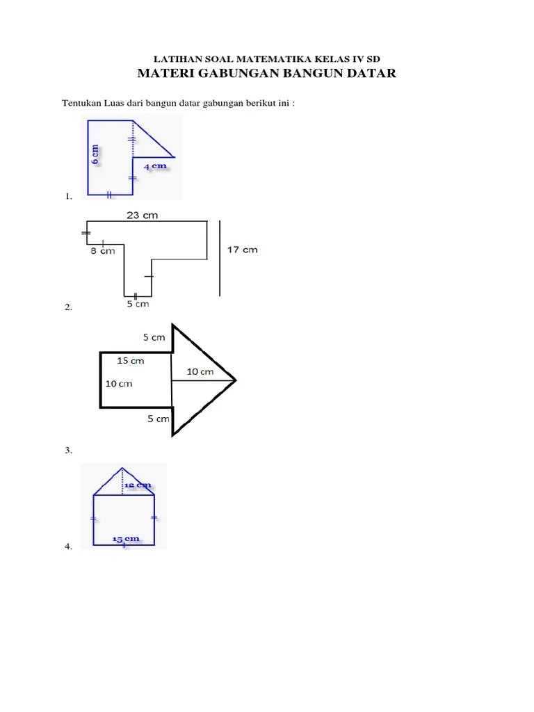 Latihan Soal Matematika Kelas Iv Sd Materi Gabungan Bangun Datar | Pdf