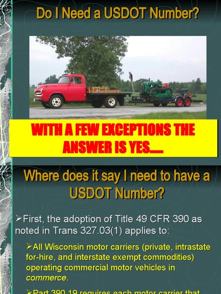 Do I Need A USDOT Number PDF Transport Safety