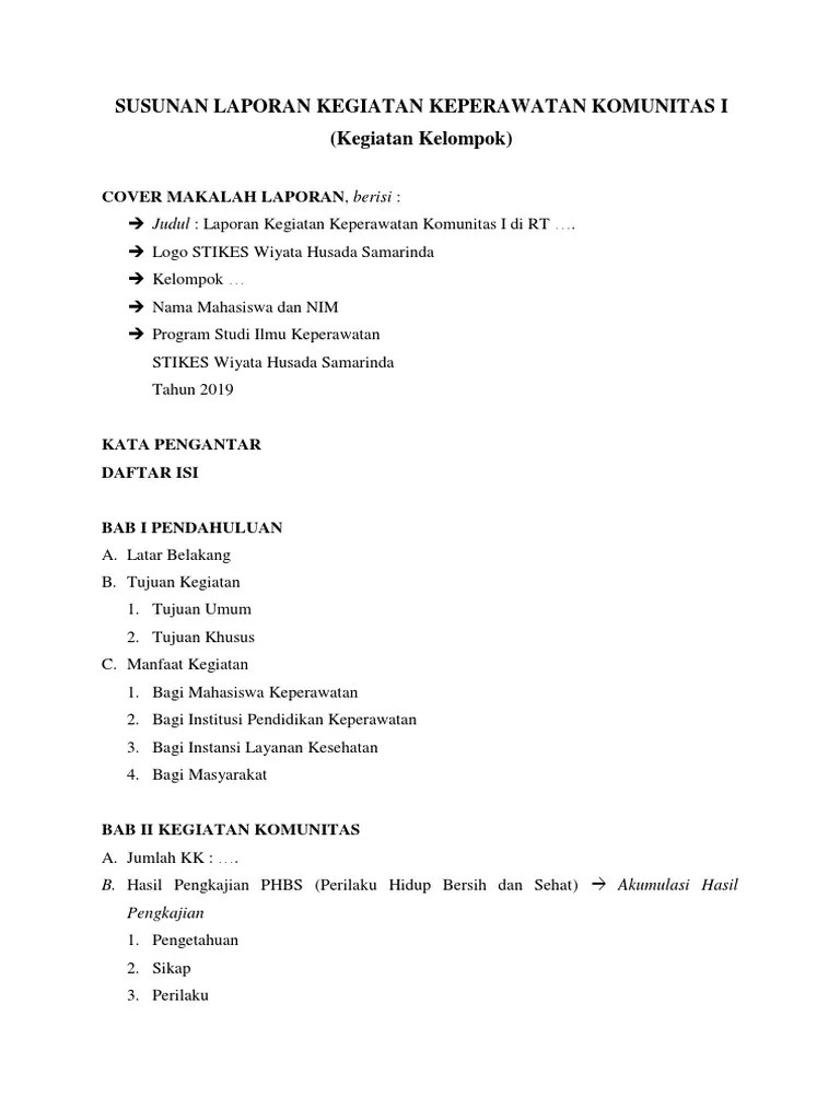 Susunan Laporan Kegiatan Keperawatan Komunitas I | PDF