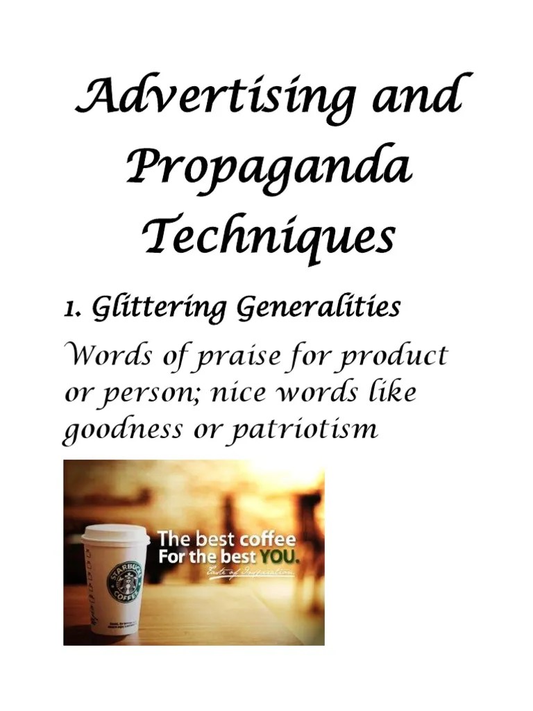 Glittering Generalities Propaganda Techniques