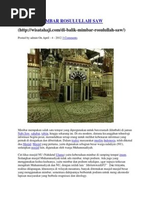 Di Balik Mimbar Rosulullah Saw | PDF