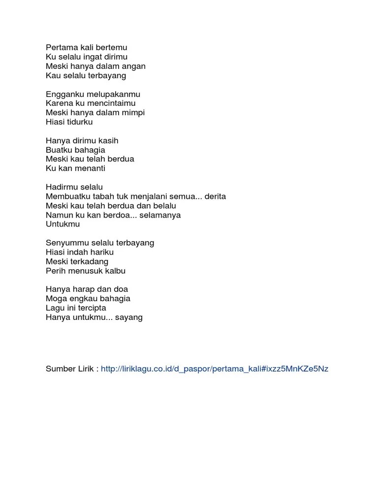 Lirik Lagu Yang Pertama Kali Duet