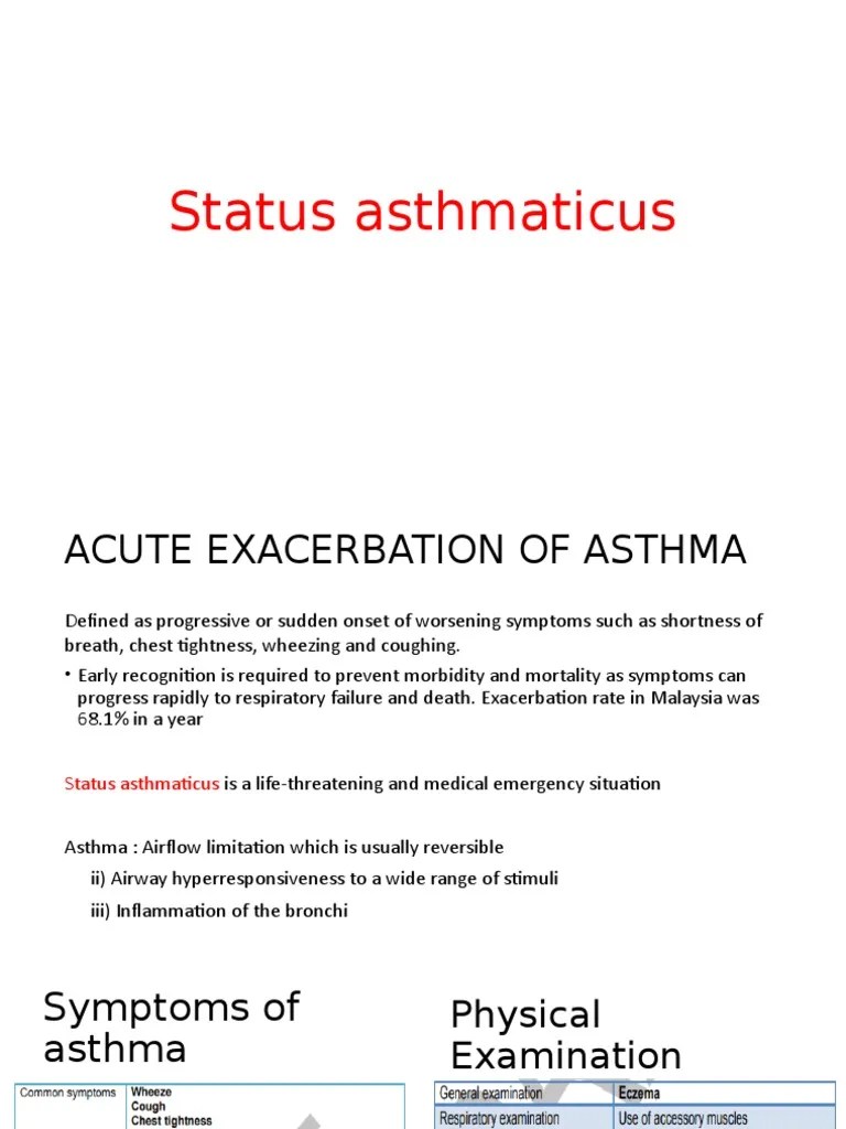 Status Asthmaticus PDF Asthma Pulmonology