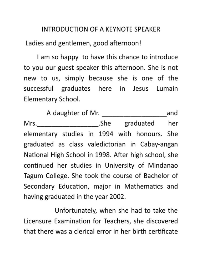 Introduction of Keynote Speaker PDF