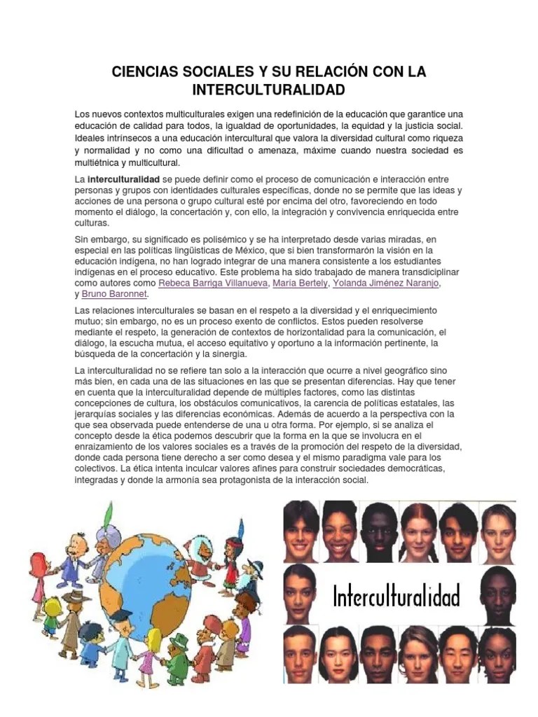 Ciencias Sociales y Su Relación Con La Interculturalidad PDF