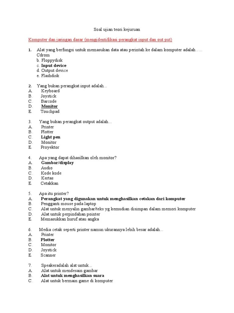Kumpulan Soal Teori Kejuruan | PDF