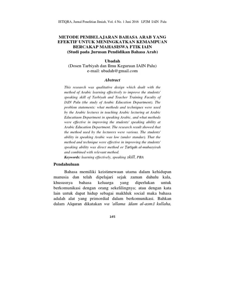 Jurnal Metode Pembelajaran Bahasa Arab Pdf Cara Mengajarku