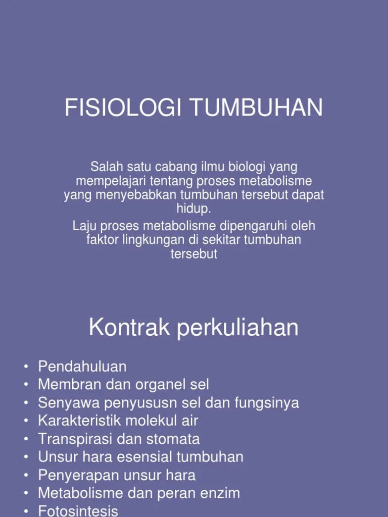 Hubungan Fisiologi Tumbuhan Dengan Ilmu Lain Terkait Ilmu