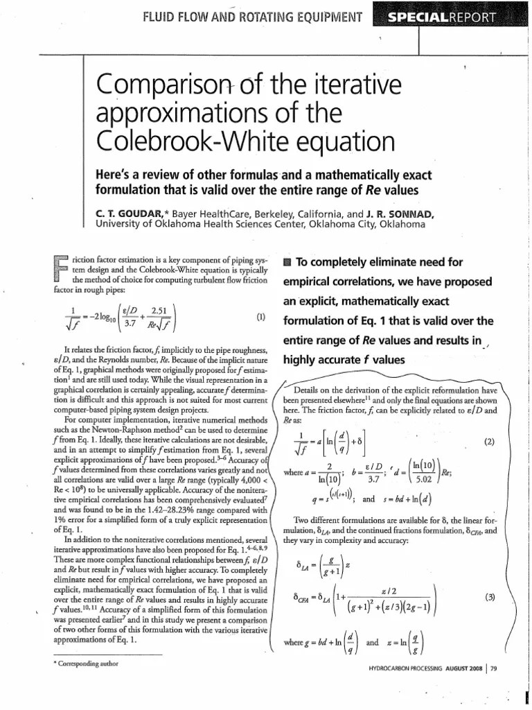 Colebrook Comparison PDF PDF