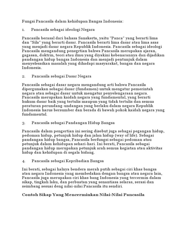 Tercepat Fungsi Pancasila Sebagai Dasar Negara Dan Pandangan Hidup Bangsa  Brainly