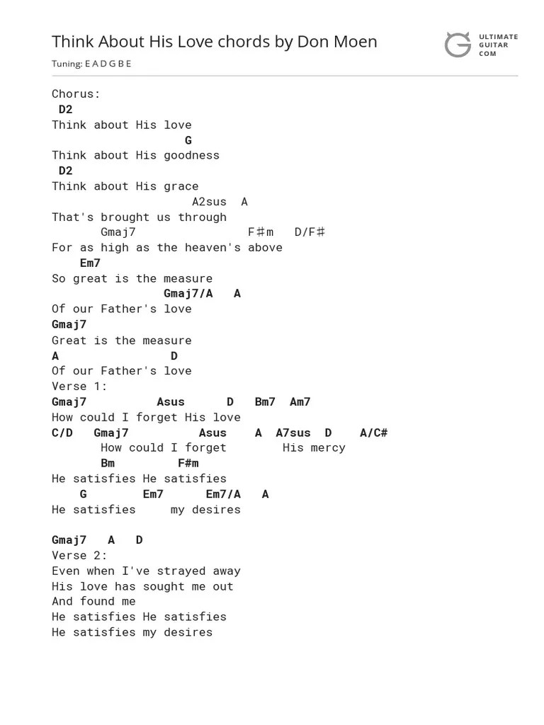 Think About His Love Chords by Don Moentabs Ultimate Guitar Archive