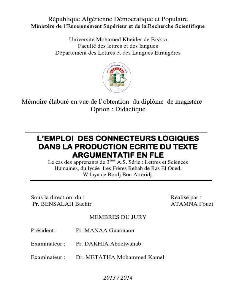 These Argument Exemple 3eme Titre De La Thèse